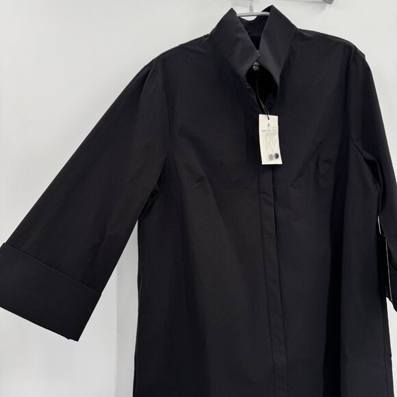 Tuckernuck Women's Black Charlie Shirt Dress Stand Collar Cotton Poplin XXL 2XL - Picture 4 of 8